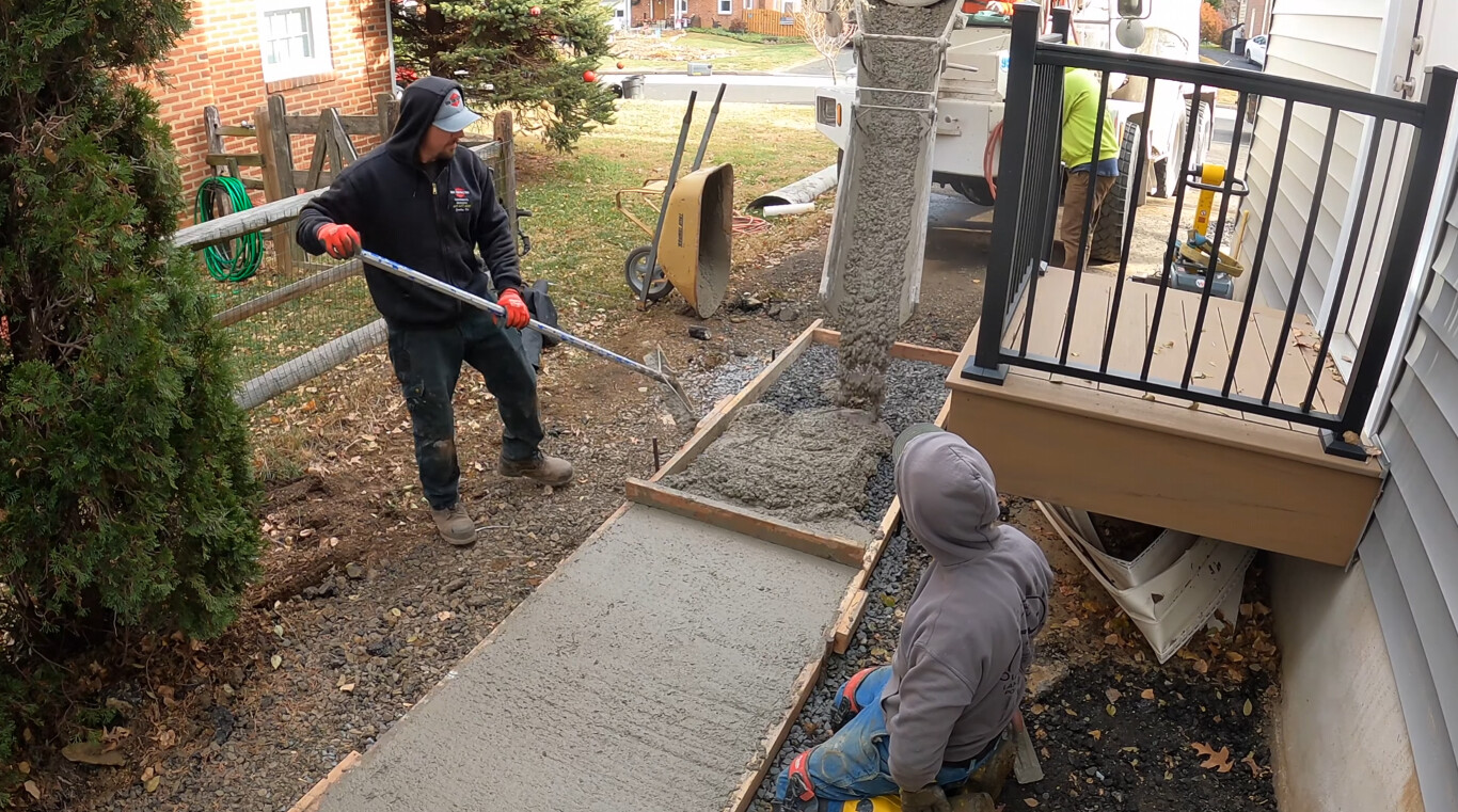 Concrete sidewalk and walkway installation in progress at a residential property in Abilene, TX
