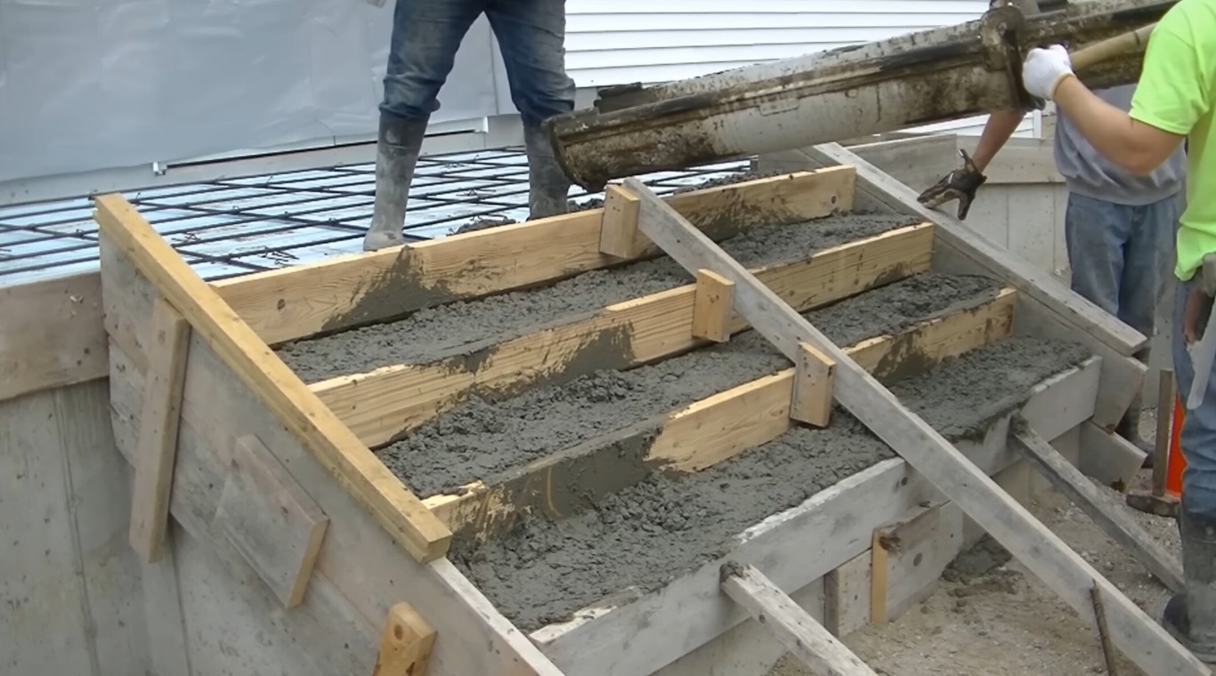 Concrete steps being formed and poured with rebar reinforcement at a residential home in Abilene, TX